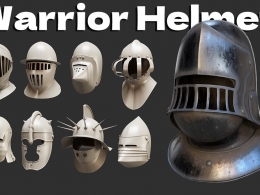 30顶中世纪欧洲士兵防御头盔30 Warrior Helmet Base Mesh