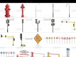 40个高精度街道常见设施3D模型 Street Equipment III 3D Models Collection