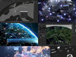 C4D科技感三维地球连线地点定位预设Earth Builder Kit v1.0 [Cinema4d/Xpresso]