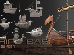 20艘卡通小木船模型20 Stylized Ships Base Mesh vol.05